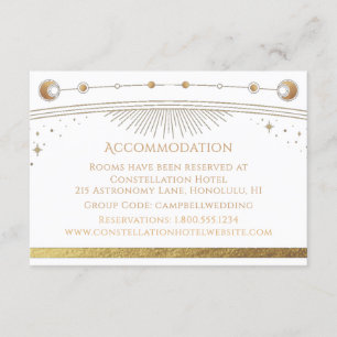 Celestial White Gold Sun Moon Stars Unterkunft Begleitkarte
