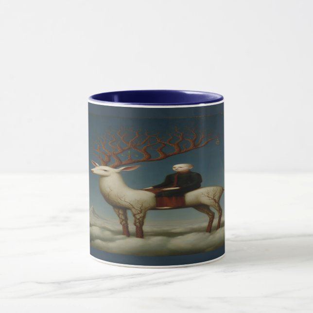 Celestial White Stag Surreal Art Mug Tasse (Zentrum)
