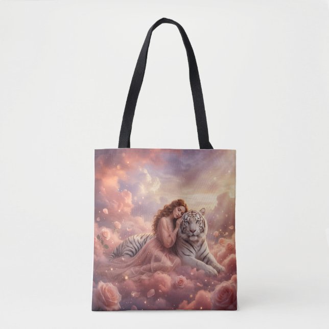 Celestial White Tiger Fantasy Tote Bag (Vorderseite)