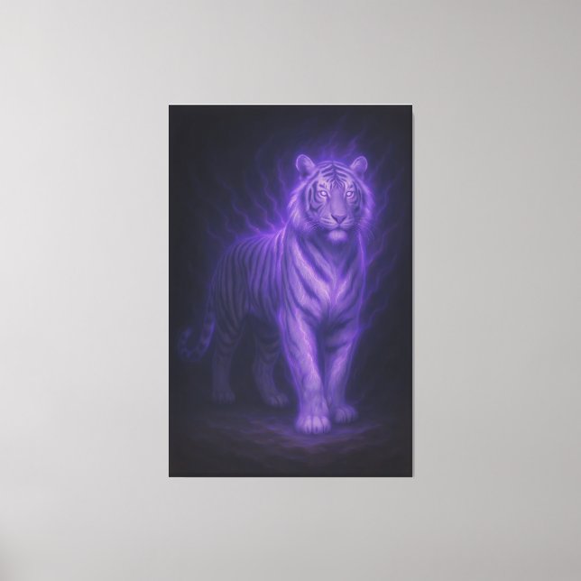 Celestial White Tiger – Sapphire Spirit Surge Leinwanddruck (Vorderseite)