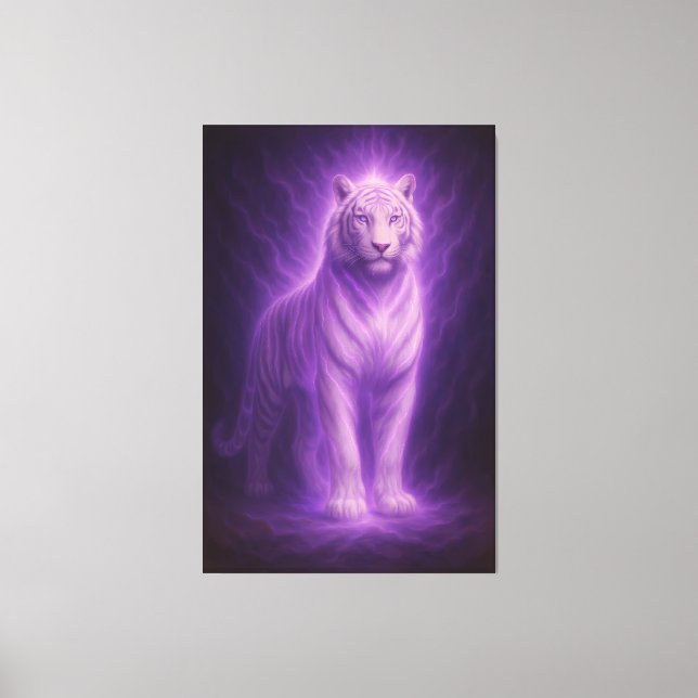 Celestial White Tiger – Violet Spirit Ascension Leinwanddruck (Vorderseite)