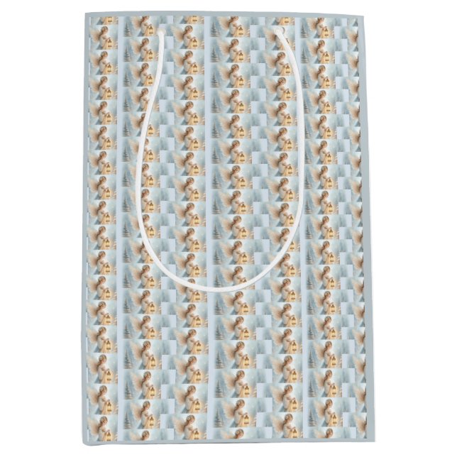 Celestial Winter Angel Lantern of Comfort Mittlere Geschenktüte (Vorderseite)