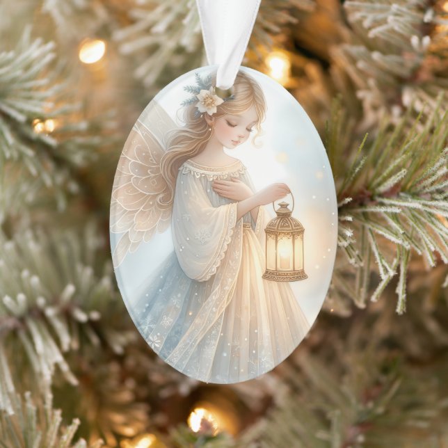 Celestial Winter Angel Lantern of Comfort Ornament (Baum)