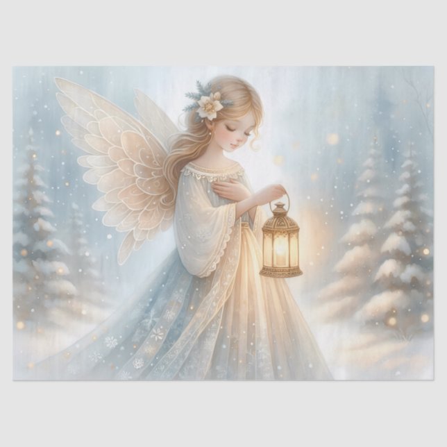 Celestial Winter Angel Lantern of Comfort Seidenpapier (Vorderseite)