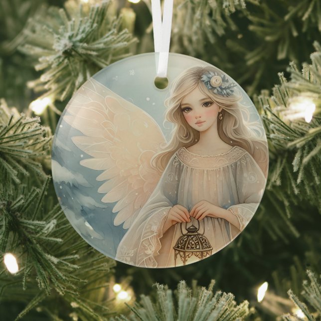 Celestial Winter Angel Lantern of Grace Ornament Aus Glas (InSitu)