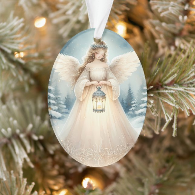 Celestial Winter Angel Lantern of Hope Ornament (Baum)