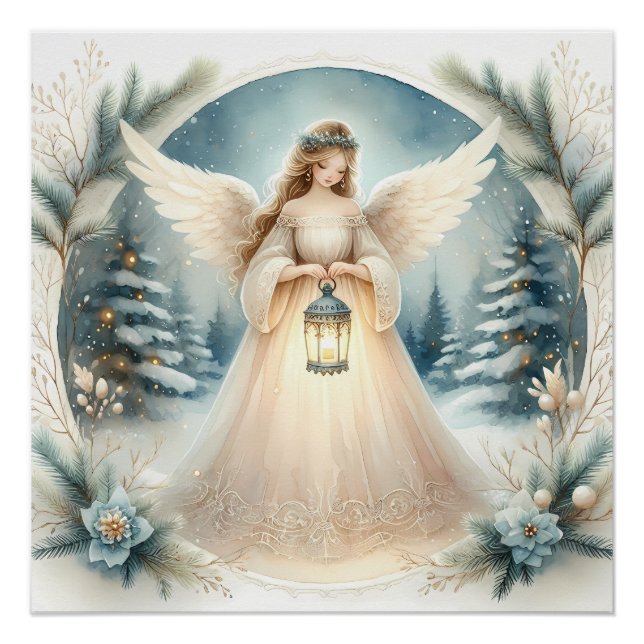 Celestial Winter Angel Lantern of Hope Poster (Vorderseite)