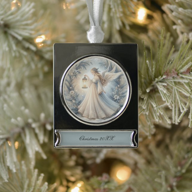 Celestial Winter Angel Lantern of Peace Banner-Ornament Silber (Baum)