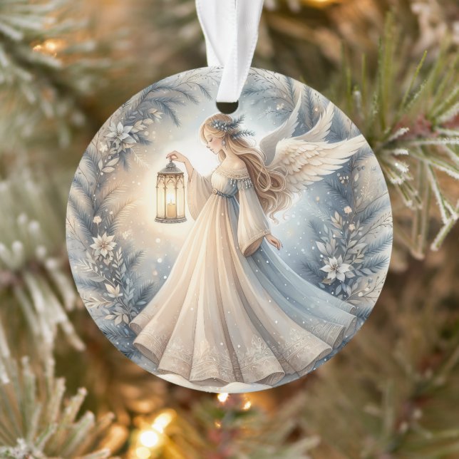 Celestial Winter Angel Lantern of Peace Ornament (Baum)