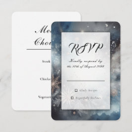 Celestial Winter Midnight Sparkle Wedding RSVP Karte