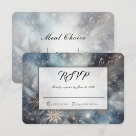 Celestial Winter Midnight Sparkle Wedding RSVP Karte