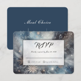 Celestial Winter Midnight Sparkle Wedding RSVP Karte