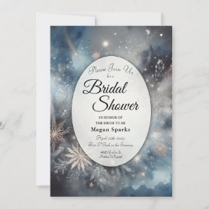 Celestial Winter Mitternacht Sparkle Brautparty Einladung