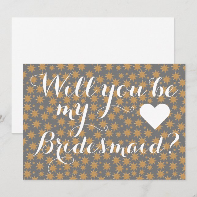 Celestial wirst du meine Bridesmaid White Script Einladung (Vorne/Hinten)