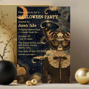Celestial Witchy Collage Adult Halloween-Party Einladung