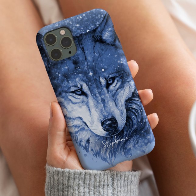 Celestial Wolf Niedlich Blue Girly Personalisiert Case-Mate iPhone Hülle (Von Creator hochgeladen)