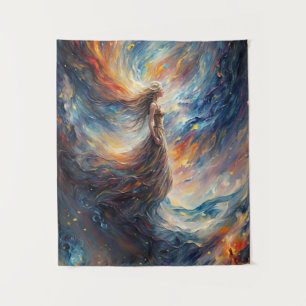 Celestial Woman Fiery Cosmos Art Wandteppich