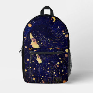 Celestial Woman Goddess Moon Stars Sky Bedruckter Rucksack