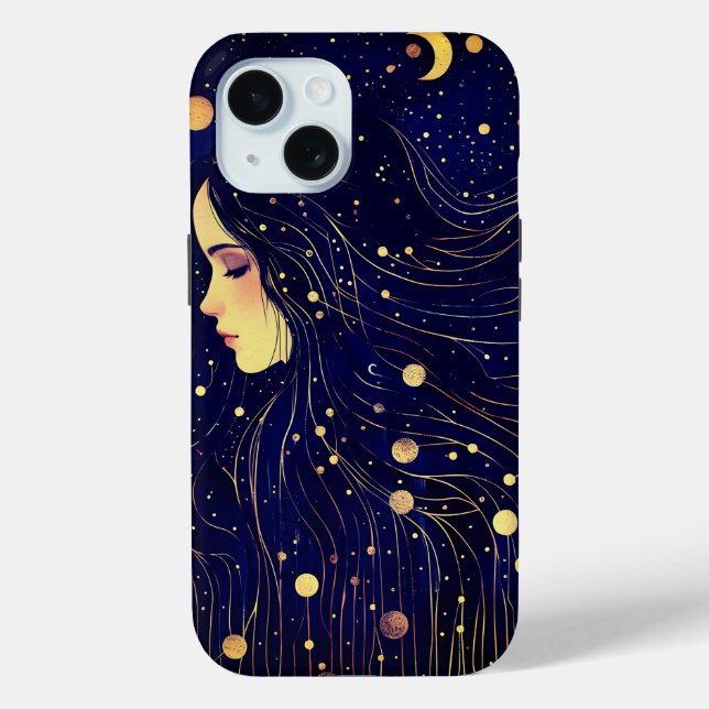 Celestial Woman Goddess Moon Stars Sky Case-Mate iPhone Hülle (Rückseite)