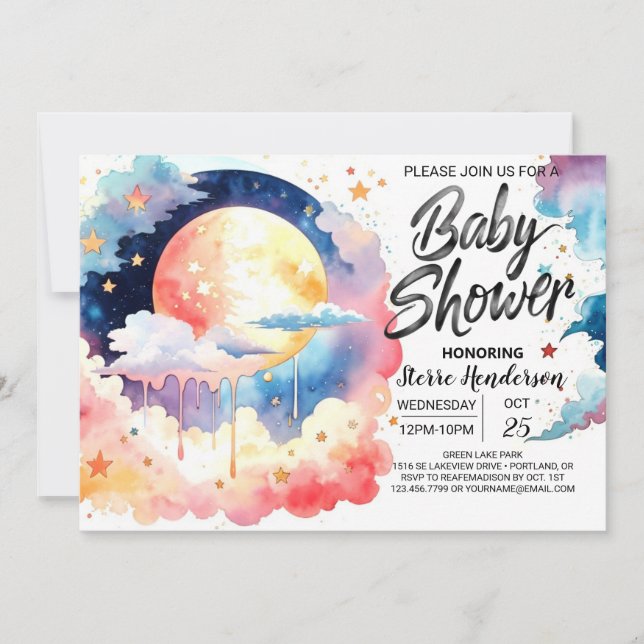 Celestial Wonder Baby Dusche Einladung (Vorderseite)