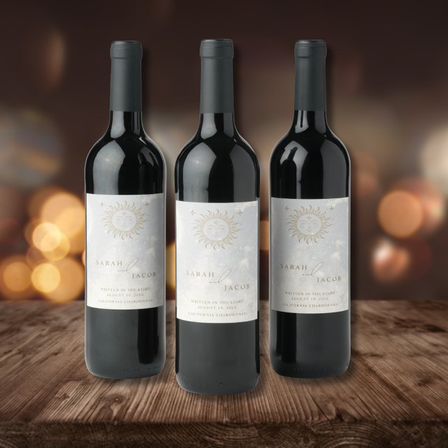Celestial Writing in the Stars Wedding Weinetikett (Celestial Written in the Stars Wedding Wine Label)