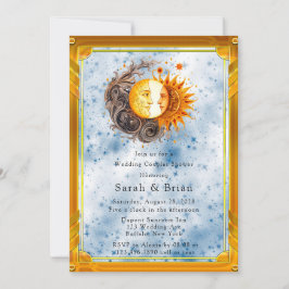 Celestial Yellow Blue Sun Wedding Couples Dusche Einladung