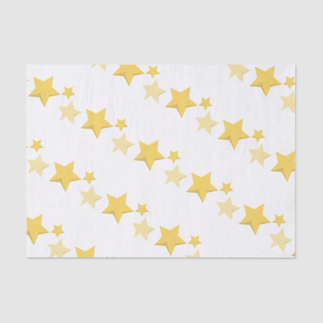 Celestial Yellow Niedlich Stars Babydusche Seidenpapier (Vorderseite)