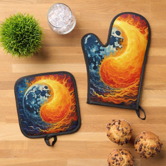 Celestial Yin Yang Art Ofenhandschuh & Topflappen-Set (Oben Unten)