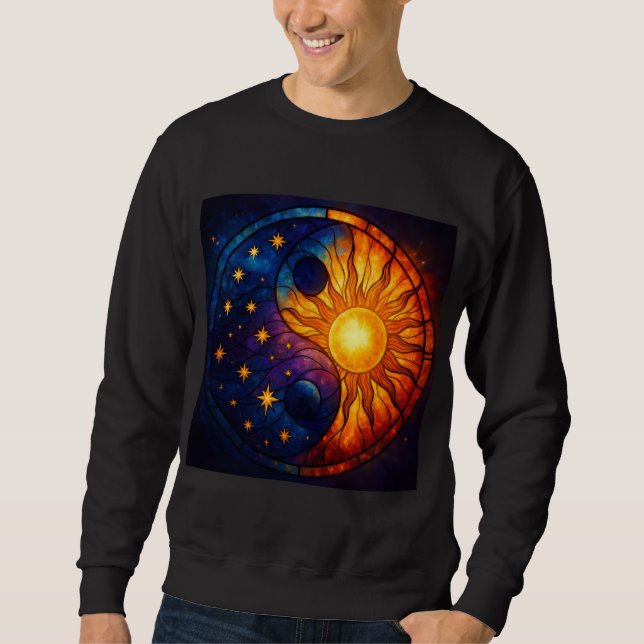 Celestial Yin Yang Stained Glass Art Sweatshirt (Vorderseite)