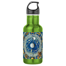 Celestial Zodiac Blue & Gold Astrology Signs Wheel Edelstahlflasche