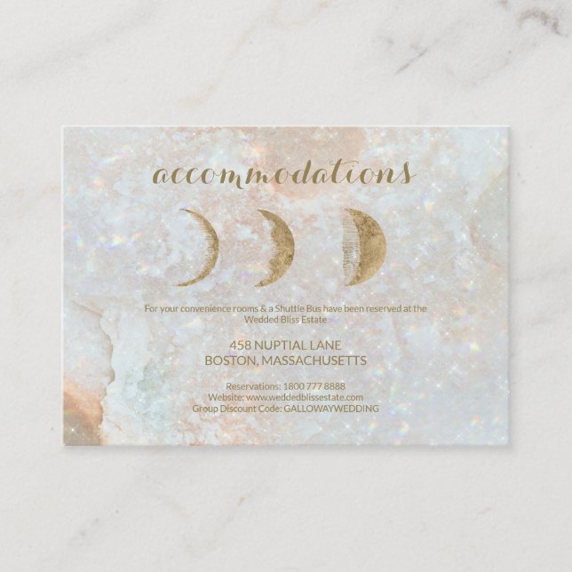 Celestial Zodiac Moon Blue Gold Wedding Details Begleitkarte (Vorderseite)