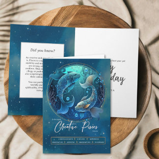 Celestial Zodiac Symbol Fantasy Pisces Birthday Karte