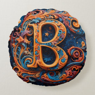 Celestiale Schnörkel Rundes Kissen