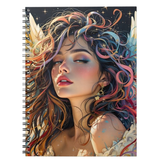 Celestiale Strahlung - Rainbow-Winged-Angel-Portra Notizblock (Vorderseite)