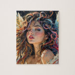 Celestiale Strahlung - Rainbow-Winged-Angel-Portra Puzzle<br><div class="desc">Die lebendige Schönheit des Prismus Seraph,  ein himmlischer Engel mit regenbogenfarbenen Flügeln und starrbeleuchteten Flügeln,  verbindet.</div>
