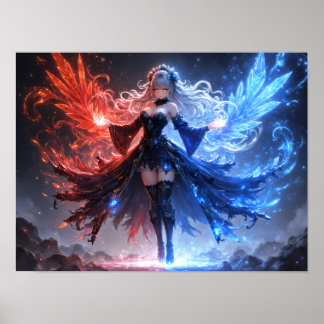 Celestie Fire and Ice Zauberin Girl Poster