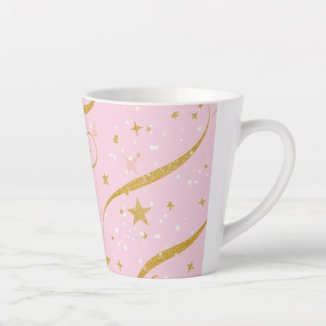 Celestis Sips - Pink & Gold Star Kaffee Cup Milchtasse (Rechts)