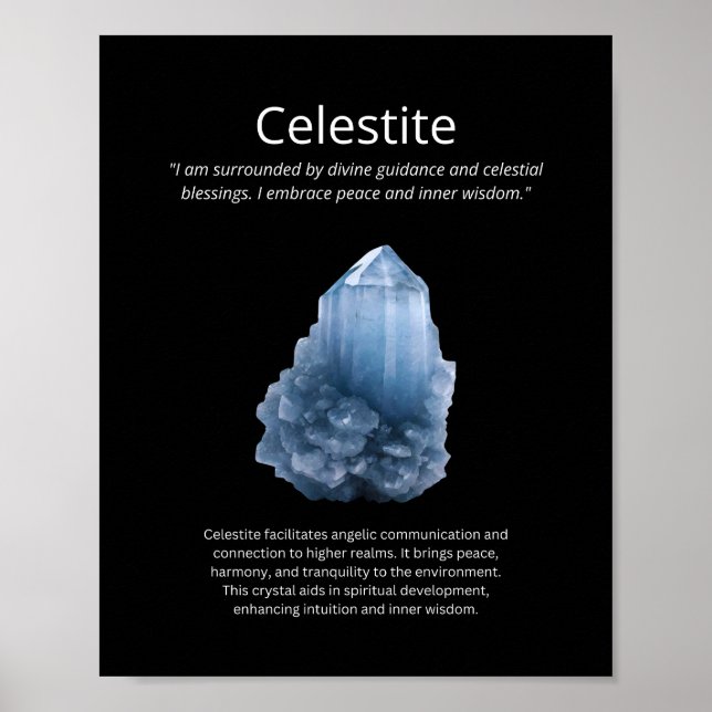 Celestite Crystal Stone Meaning Poster (Vorne)