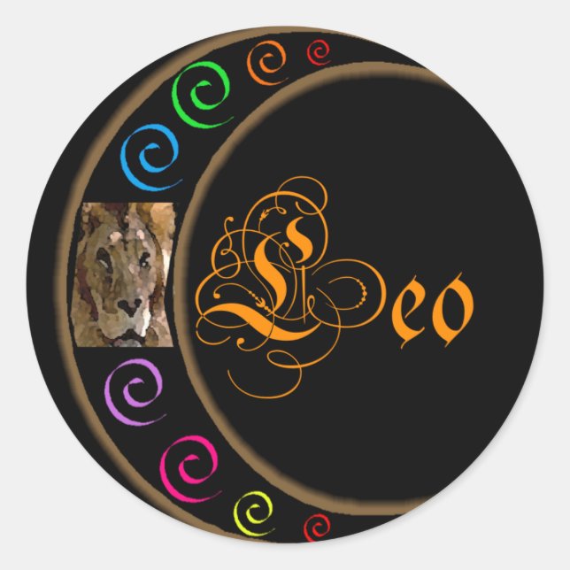 Celestrial Moon Leo Runder Aufkleber (Vorderseite)