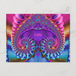 CELIA ~ Glossy Postcard 3D Pink Blue Lila Zany Postkarte