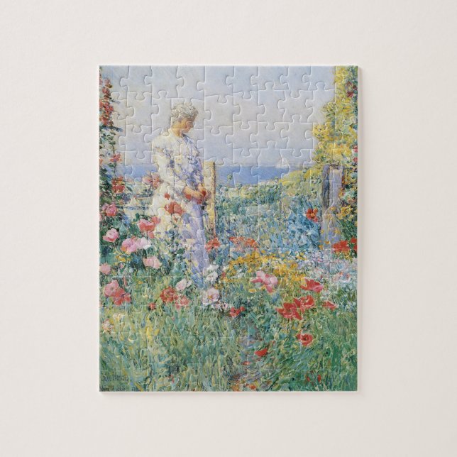 Celia Thaxter in ihrem Garten von Childe Hassam Puzzle (Vertikal)