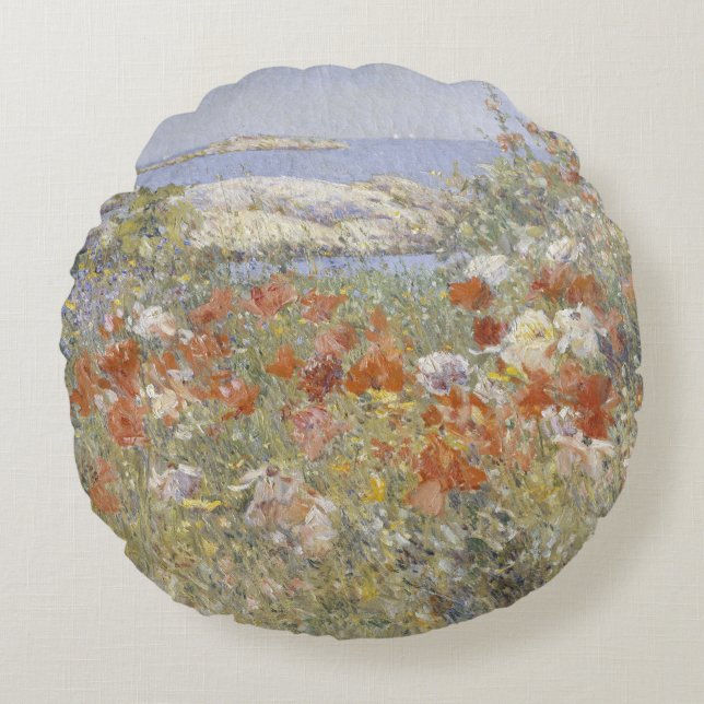 Celia Thaxter's Garden von Frederick Childe Hassam Rundes Kissen (Vorderseite)