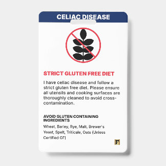 Celiac Disease Abzeichen (US-Englisch) Ausweis