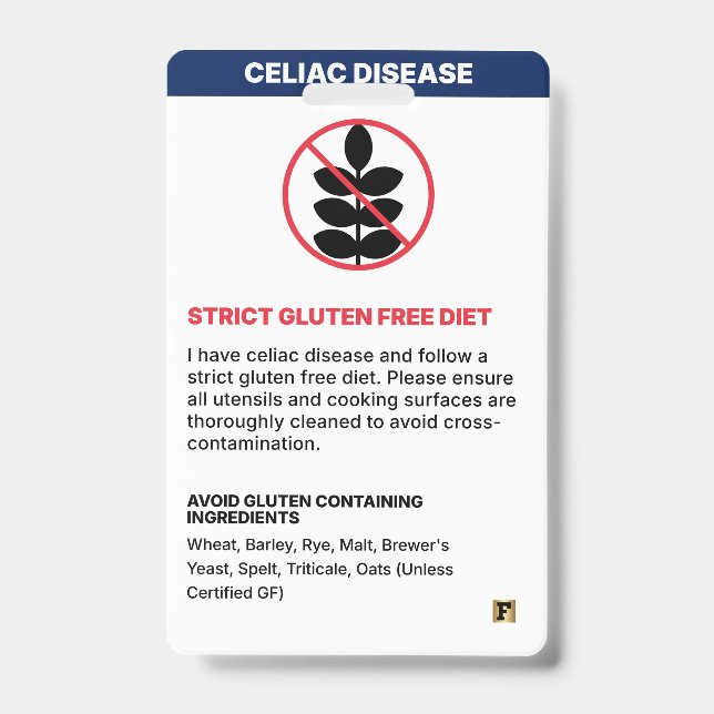 Celiac Disease Abzeichen (US-Englisch) Ausweis (Vorderseite)