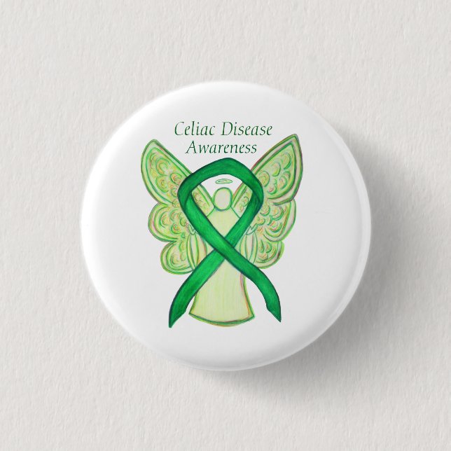 Celiac Disease Awareness Angel Ribbon Art Button (Vorderseite)