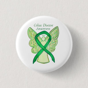 Celiac Disease Awareness Angel Ribbon Art Button