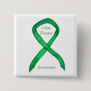 Celiac Disease Awareness Custom Ribbon Art Button