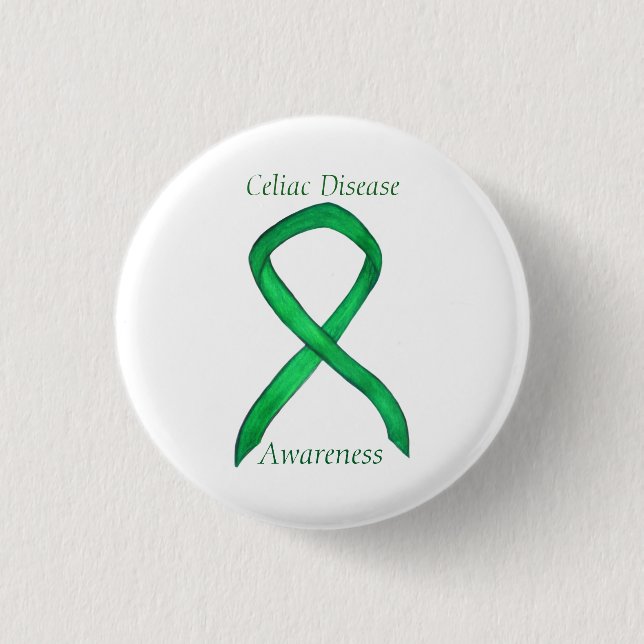 Celiac Disease Awareness Custom Ribbon Art Button (Vorderseite)