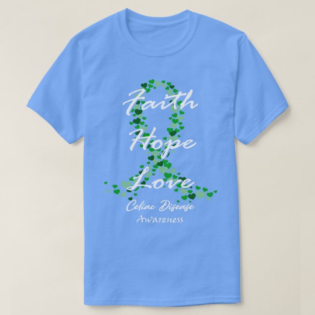 Celiac Disease Awareness Faith Hope Liebe Hoffnung T-Shirt (Design vorne)