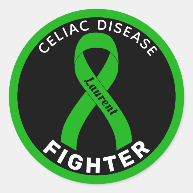 Celiac Disease Fighter Ribbon Black Round Sticker (Vorderseite)